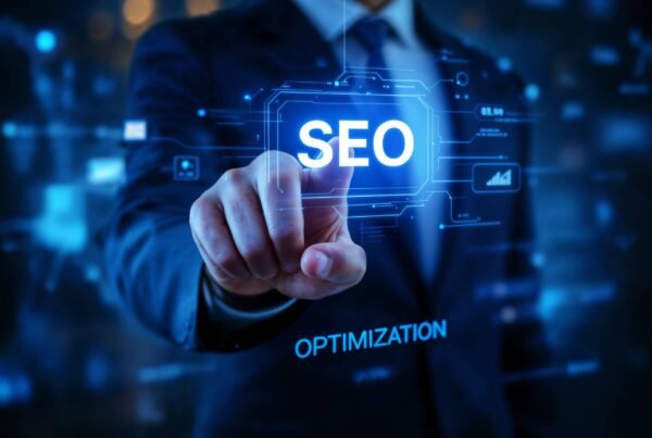 Infographie représentant l’expérience utilisateur sur un site web, avec navigation intuitive, contenu de qualité et optimisation SEO pour améliorer le classement et l’engagement. ✅
